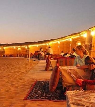 Desert safari camp setup in Abu Dhabi