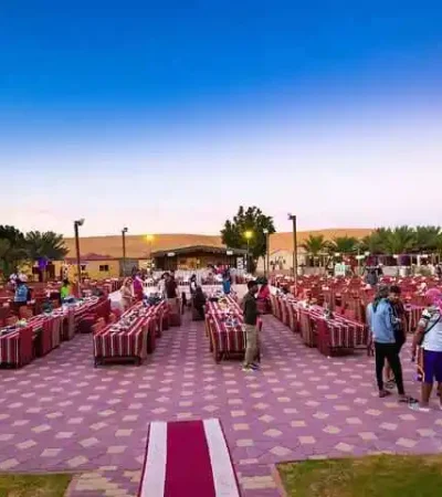 Traditional BBQ buffet dinner at Abu Dhabi desert camp